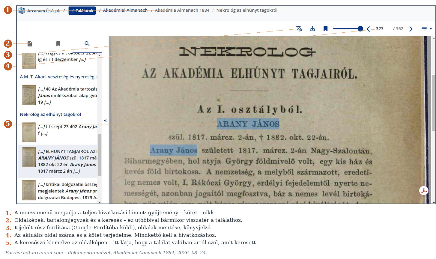 6. ábra. A dokumentumnézet felépítése.