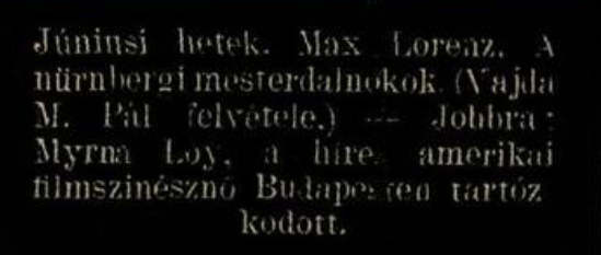 4. ábra. A Képes Krónika egyik, filmmel és színházzal kapcsolatos írása. Az ilyen szövegeket nehezebb beolvasni, mivel a szkennelés minősége nem jó, a szöveg kontúrja nem válik el élesen a háttértől, illetve nyomdahiba is található az egyik mondatban (a „híres” szó végéről lemaradt az „s”). (Forrás: Arcanum – Képes Krónika, 1935 – elérve: 2026. 08. 06.)