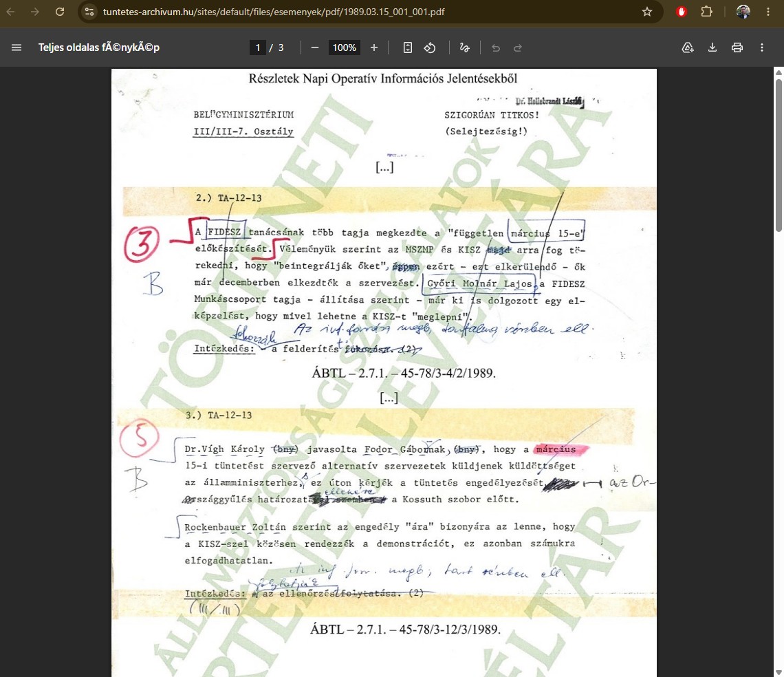 8. ábra. „A Fidesz tervei” című irat. (Forrás: https://tuntetes-archivum.hu/1989.03.15 – elérve: 2026. 06. 11.)